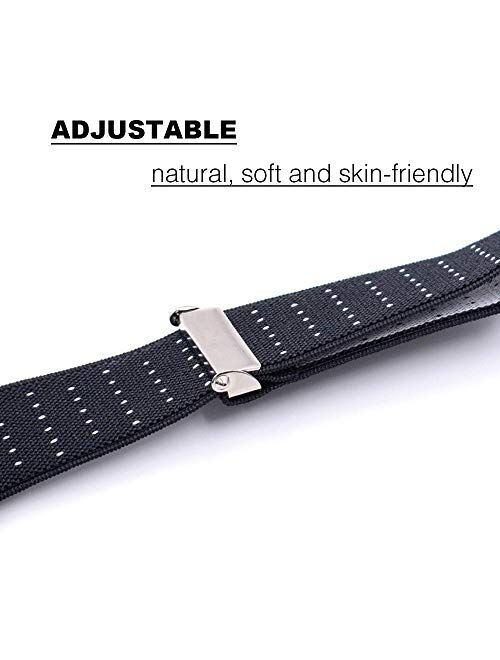 Shirt Stays for Men Shirt Holders with Non-slip Locking Clamps Garters Suspenders Adjustable Elastic Straps