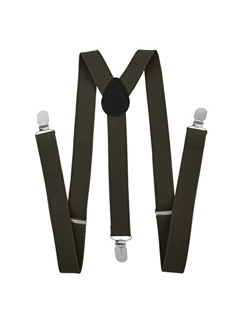 TopTie Unisex Suspenders Solid Color Y-Back Clip Suspender - 1 Inch Wide