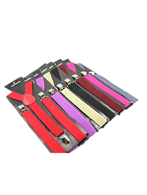 TopTie Unisex Suspenders Solid Color Y-Back Clip Suspender - 1 Inch Wide