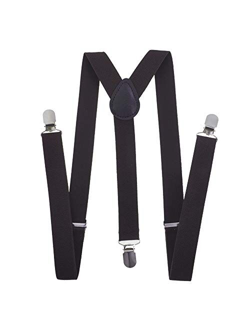 TopTie Unisex Suspenders Solid Color Y-Back Clip Suspender - 1 Inch Wide