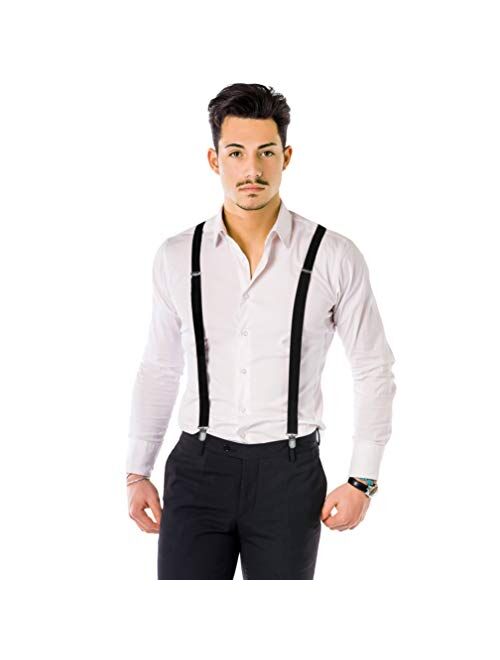 Suspenders for Men (Y-Back, Solid Color, 1-Inch Wide) by Alex Palaus Collection