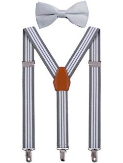 BODY STRENTH Men's Suspenders with Bow Tie Set Adjustable Elastic