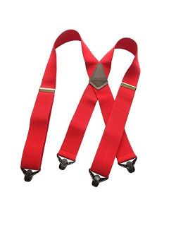 Holdup Brand Heavy Duty Logger RED Wide X-back Suspenders with Patented jumbo Gripper Clasps