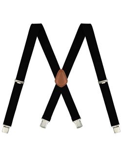 Men's X-Back 1.4 Inches Wide Heavy Duty Clips Adjustable Suspenders