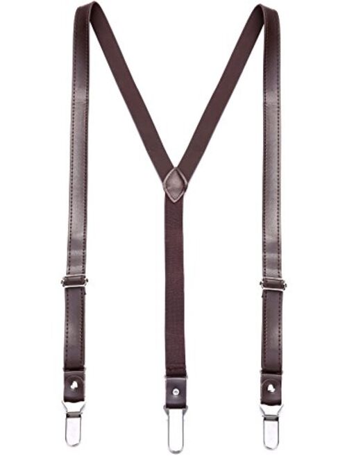 Marino Avenue Marino Men's Leather Y-Back Adjustable Suspender with EazyGrip Clip