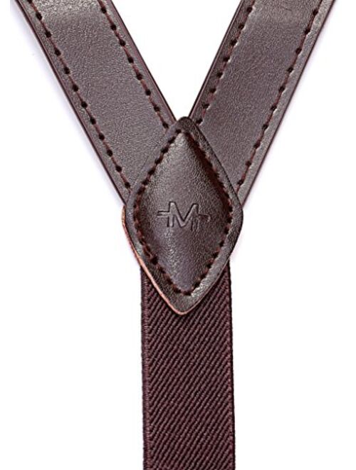 Marino Avenue Marino Men's Leather Y-Back Adjustable Suspender with EazyGrip Clip
