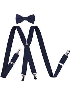 YJDS Men's Boys' Suspenders and Bow Tie Sets Adjustable X Back