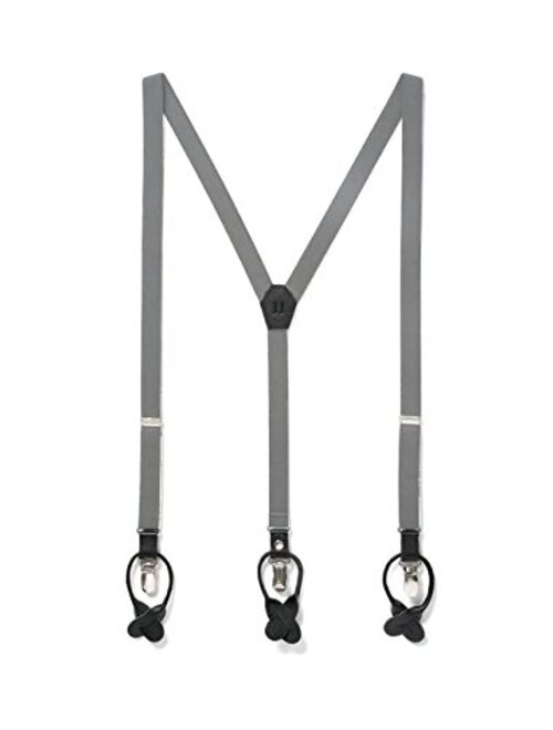 JJ SUSPENDERS Thin Y Suspenders For Men with Elastic Strap & Interchangeable Clips