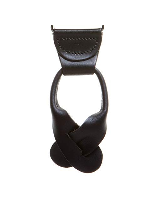SuspenderStore Men's Leather Suspenders - 1-Inch Wide - Button
