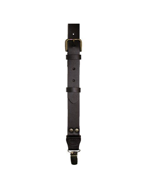 CTM Men's Coated Leather Clip End Suspenders with Buckle Strap (Tall Available)