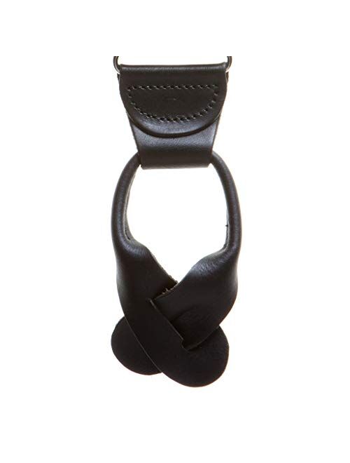 SuspenderStore Men's Herringbone Braided Leather Suspenders - Button
