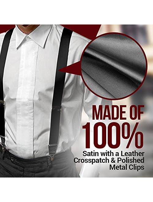 Hold'Em 100% Silk Suspenders for Men Clip End Dress Tuxedo Suspender Made in USA