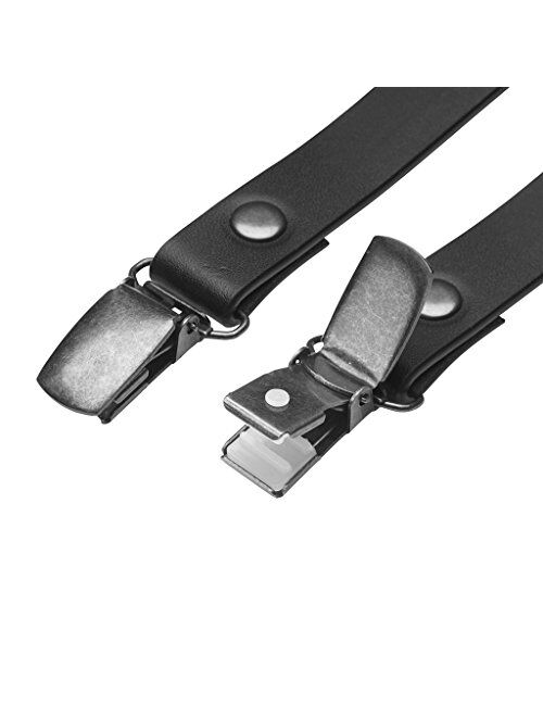 SuspenderStore Men's Buckle Strap Leather Suspenders - 5/8-Inch, Clip