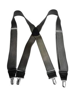 Hold-Ups Charcoal Grey 1-1/2" Wide Suspenders X-back with Silver Clips