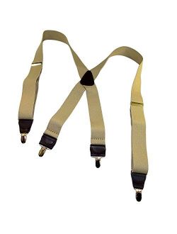 Hold Suspender Company's XL Sand Dunes light Tan Casual Suspenders in X-back and Patented Gold-tone no-slip Clips