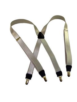 Holdup Suspender Brand Champagne GoldenTan narrow 1" Formal Series Suspenders with X-back crosspatch and patented Gold-tone no-slip Clips