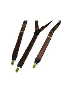Hold-Ups Satin Finished 1" brown formal suspenders in Y-back with gold clasps