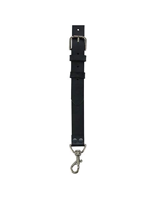CTM Men's Coated Leather Buckle Strap Suspenders with Metal Swivel Hook Ends