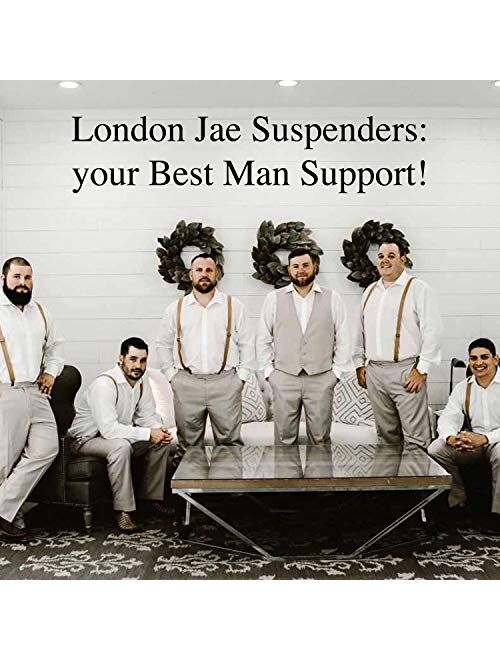 London Jae Apparel Brown Suspenders for Men (Weathered coffee,silver clip)