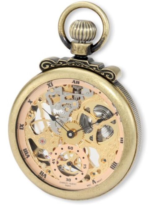 Charles-Hubert Paris Charles-Hubert, Paris 3869-G Classic Collection Gold-Plated Antiqued Finish Open Face Mechanical Pocket Watch