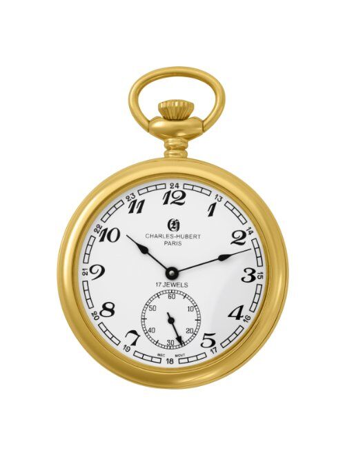Charles-Hubert Paris Charles-Hubert, Paris Gold-Plated Open Face Mechanical Pocket Watch