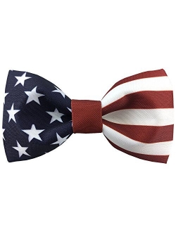 100% Satin Silk Mens Pre-tied Bowtie Stars Stripes American Flag Solid Bow Ties