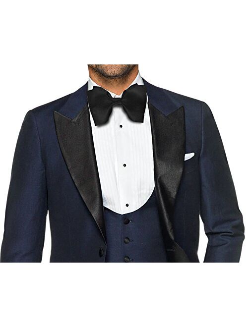 GUUNIEE Mens 100% Satin Silk Oversized Pre-tied Bowtie Handmade Solid Formal Tuxedo Big Bow Ties