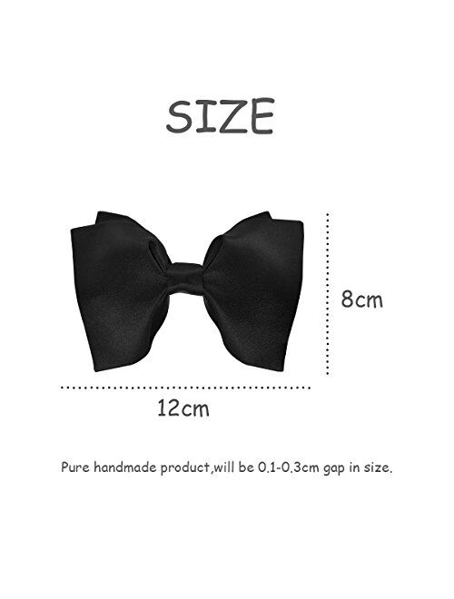 GUUNIEE Mens 100% Satin Silk Oversized Pre-tied Bowtie Handmade Solid Formal Tuxedo Big Bow Ties