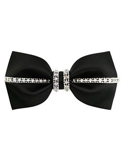 Men's 100% Satin Silk Luxury Crystal Rhinestone Shining Pre-tied Solid Bow Ties Bling Bowties