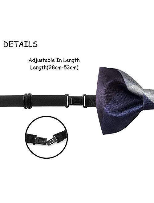 GUUNIEE 100% Satin Silk Mens Pre-tied Bowtie Solid Bow Ties-Warm Color Series