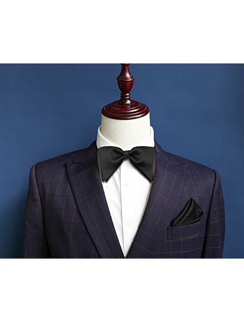 GUUNIEE Mens Satin Silk Oversized Pre-tied Bowtie Handmade Formal Tuxedo Big Bow Ties