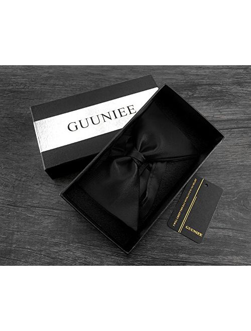 GUUNIEE Mens Satin Silk Oversized Pre-tied Bowtie Handmade Formal Tuxedo Big Bow Ties