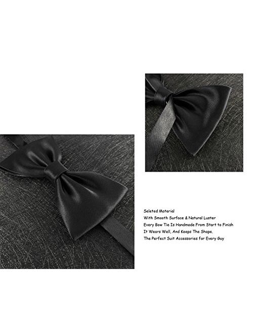 GUUNIEE Mens 100% Silk Pre-tied Bowtie Solid Bow Ties