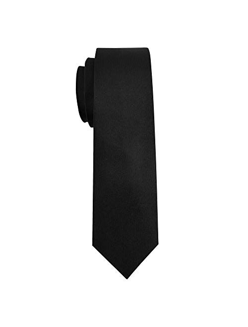 GUUNIEE Mens Exquisite Woven 100% Silk Solid Plain Tie Wedding Business Formal Necktie 6-8CM