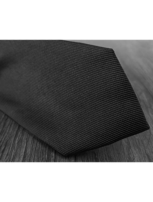 GUUNIEE Mens 100% Silk Solid Plain Tie Wedding Business Formal Necktie & Pocket Square Set 6-8CM