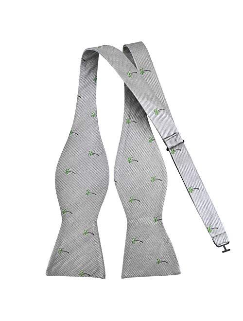 GUUNIEE Men's Exquisite Woven Coconut Tree Bow Ties 100% Silk Self Bowtie