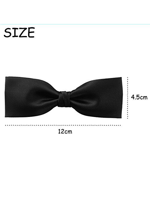 GUUNIEE Mens Luxurious Matte Satin Pre-tied Bowtie Solid Bow Ties
