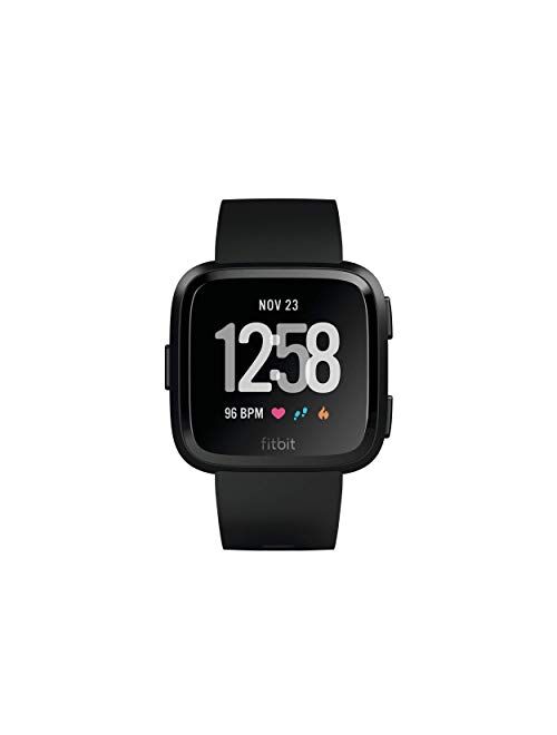 Fitbit Versa Smart Watch, Black/Black Aluminium, One Size (S & L Bands Included) (Renewed)
