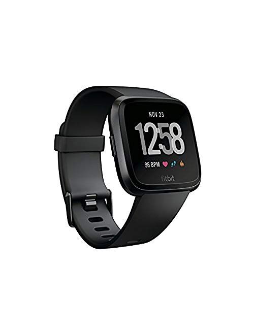 Fitbit Versa Smart Watch, Black/Black Aluminium, One Size (S & L Bands Included)