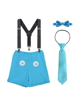 Baby Boy's 1st/2nd/3rd Birthday Cake Smash Outfits Y Back Suspenders Bloomers Bowtie Cute Mouse Ears Costume