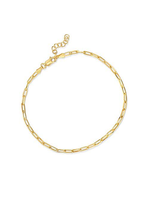 Ross-Simons Italian 18kt Gold Over Sterling Paper Clip Link Anklet. 9 inches