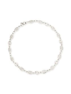 Sterling Silver Navette-Style Openwork Anklet. 10 inches