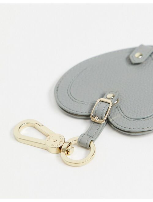 Paul Costelloe leather heart keychain and passport holder gift set in sage green