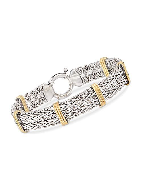 Ross-Simons 2-Tone Double Wheat-Link Bracelet in Sterling Silver and 14kt Gold Over Sterling
