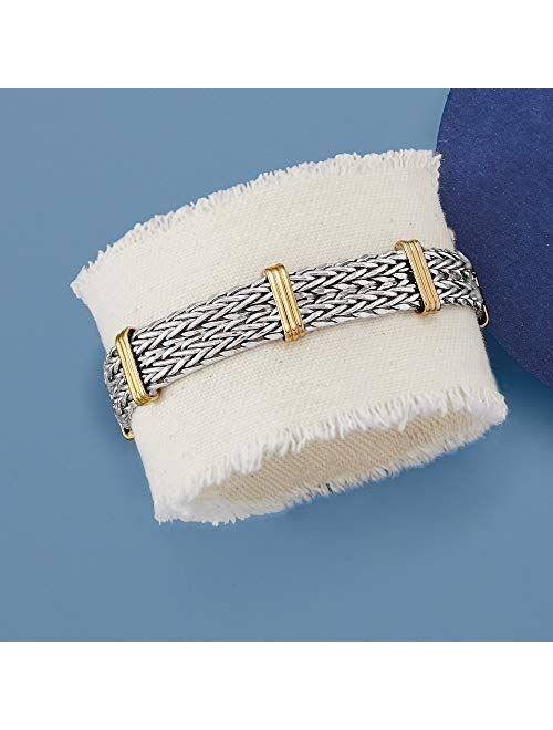 Ross-Simons 2-Tone Double Wheat-Link Bracelet in Sterling Silver and 14kt Gold Over Sterling
