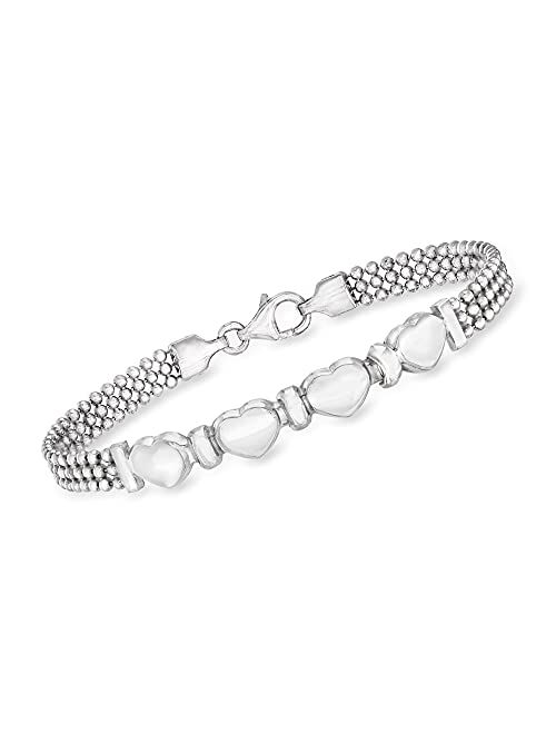 Ross-Simons Italian Sterling Silver Multi-Heart Beaded Bracelet