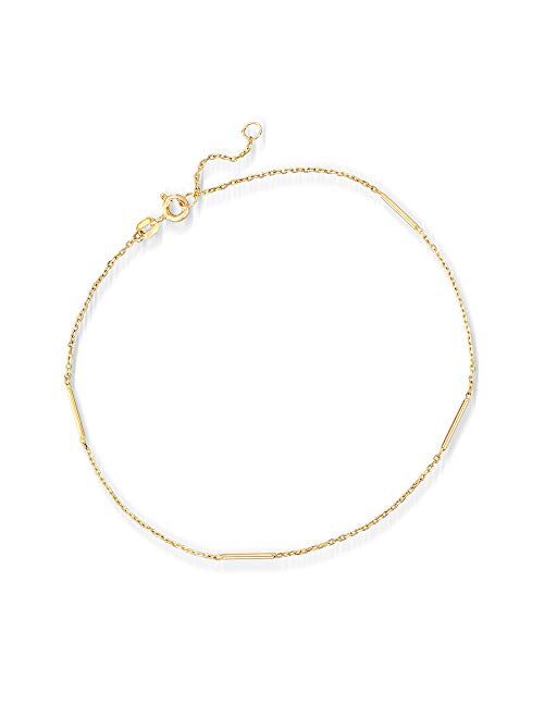Ross-Simons Italian 14kt Yellow Gold Station Bar Anklet. 9 inches