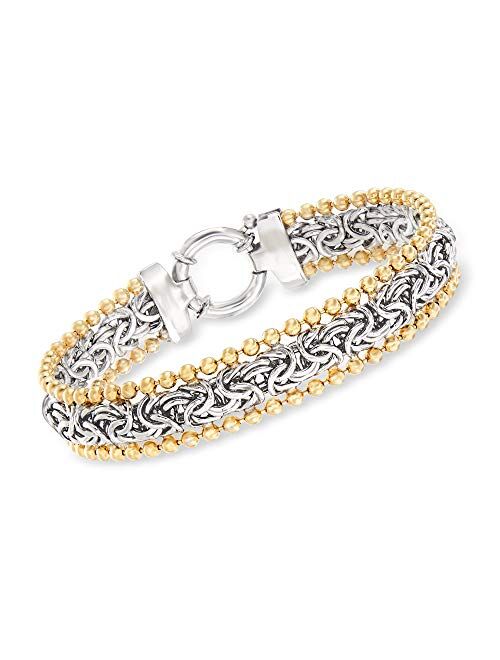 Ross-Simons Byzantine Beaded Bracelet in Sterling Silver and 18kt Yellow Gold Over Sterling