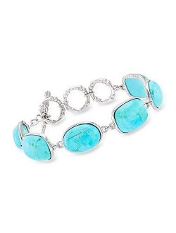 Turquoise Link Bracelet in Sterling Silver. 7 inches