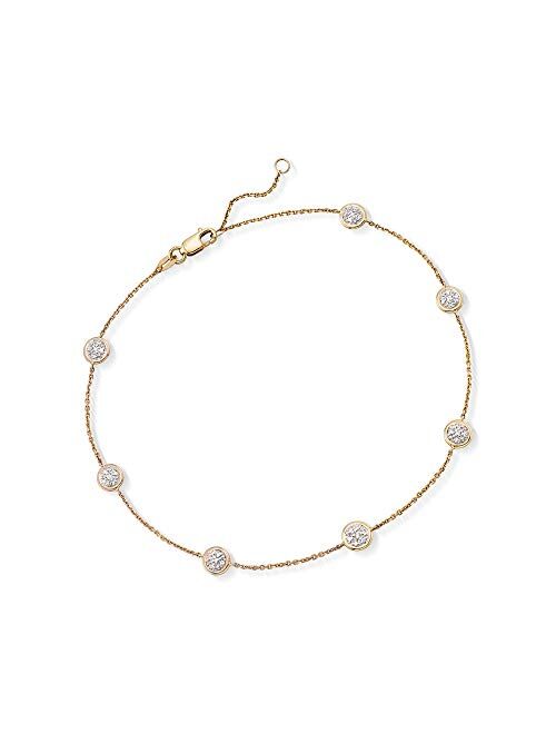 Ross-Simons 0.25 ct. t.w. Pave Diamond Station Anklet in 14kt Yellow Gold. 9 inches